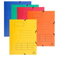 Sammelmappe mit Gummizug, 3 Klappen und Organisationsdruck aus Colorspan-Karton 355g/qm, für Format DIN A4 - Farben sortiert