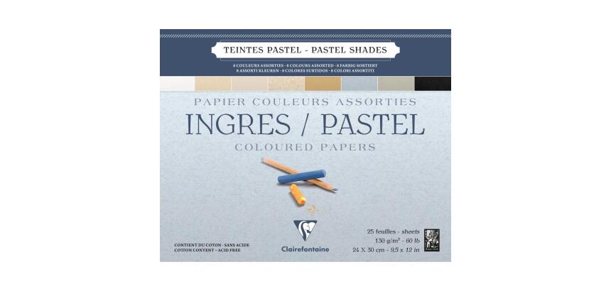 Ingres Pastel bloc collé 25F 24x30cm 130g - Assortiment pastel