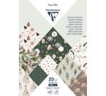 PAPIERS IMPRIMÉS, Bloc de 20 feuilles à motifs 160g/m2 au format A4 (21x29,7cm) + 1 idée créative - Noël cosy - Multicolore