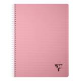 Cahier reliure intégrale Linicolor ESSENCE A4 180 pages petits carreaux couverture plastique polypropyène rainuré - Rose pétale