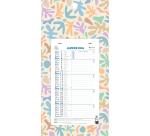 Calendrier mensuel décor Papier avec feuillets détachables 13 x 23 cm sur support plaque imprimée 16 x 33 cm 2026 - Couleurs assorties