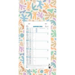 Calendrier mensuel décor Papier avec feuillets détachables 13 x 23 cm sur support plaque imprimée 16 x 33 cm 2026 - Couleurs assorties