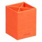 Rhodiarama pot à crayons simili cuir italien 8x8x11 cm - Tangerine