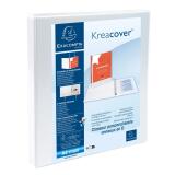 Classeur personnalisable rigide 2 poches KreaCover - 4 anneaux en D 16mm - A4 maxi - Blanc