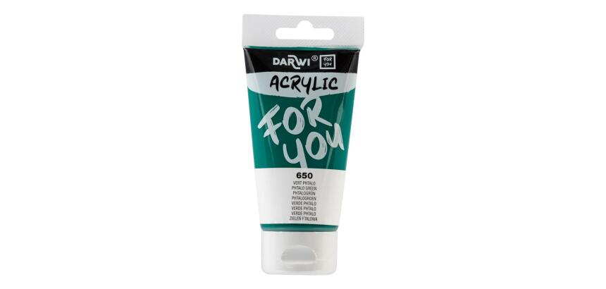 Darwi For You tube de peinture acrylique 75 ml - Vert phtalo