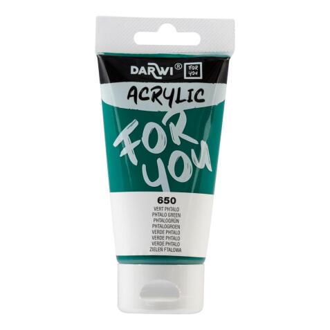 Darwi For You tube de peinture acrylique 75 ml - Vert phtalo
