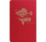 Flying Spirit Red carnet piqûre textile 11x17cm 96p ligné motifs assortis papier ivoire 90g - Rouge