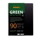 Rhodiactive Greenbook ligné, A4+, perf.4 trous, papier recyclé 90g - Noir