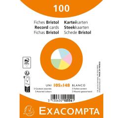 Paquete de 100 fichas retractiladas - UNI Bristol no perforada 105x148mm - Colores surtidos