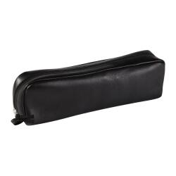 CUIR NOIR Trousse rectangulaire 21x4x6 cm. - Noir