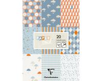 PAPIERS IMPRIMÉS, Bloc de 20 feuilles 200g/m2 au format 21x29,7cm - Pluie - Multicolore