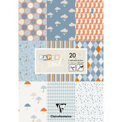 PAPIERS IMPRIMÉS, Bloc de 20 feuilles 200g/m2 au format 21x29,7cm - Pluie - Multicolore