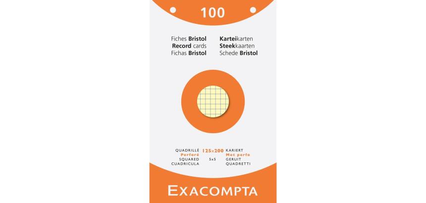 Fiche bristol, 125 x 200 mm, quadrillé, assorti