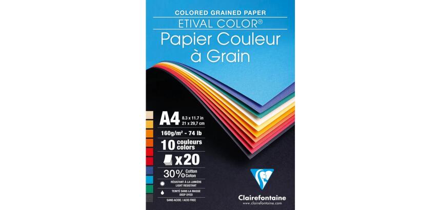 Etival Color bloc collé 20F A4 160g - Assortiment vif