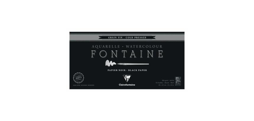 Fontaine Noir bloc collé 4 côtés 15F 20x40cm 300g grain fin