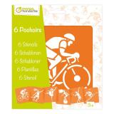 Set de 6 pochoirs enfants, Sports - Orange