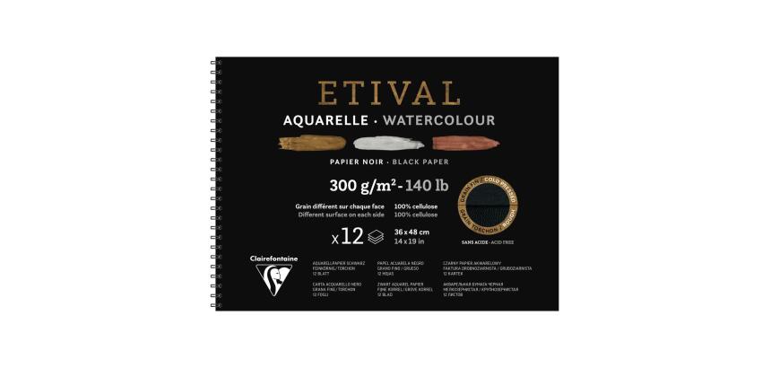 Etival Noir album spiralé 12F 36x48cm 300g double grain