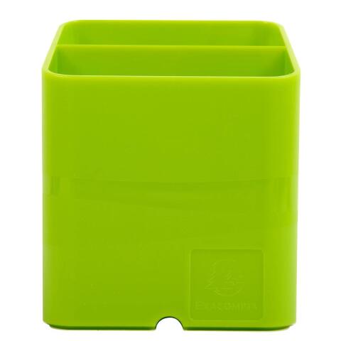 Cubiletes Pen Cube, 2 compartimentos diferentes tamaños y alturas, bloqueador de cables. IDERAMA - Verde anís
