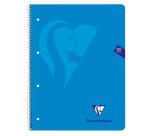 Cahier à spirale Mimesys A4+ 240 pages détachables perforées 4 trous petits carreaux et cadre en-tête 5 couleurs de bandes couverture polypropylène - Assortis