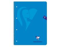 Cahier à spirale Mimesys A4+ 240 pages détachables perforées 4 trous petits carreaux et cadre en-tête 5 couleurs de bandes couverture polypropylène - Assortis