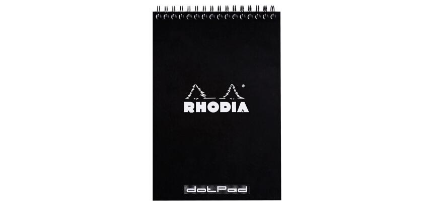 Bloc reliure intégrale Rhodia Classic 14,8x21 cm 80 feuillets dot microperforé 80g - Noir