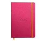 Rhodiarama carnet rembordé rigide A5 192 pages ligné papier ivoire 90g fermeture élastique - Framboise