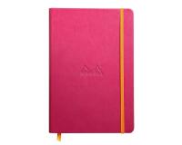 Rhodiarama carnet rembordé rigide A5 192 pages ligné papier ivoire 90g fermeture élastique - Framboise