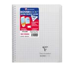 Cahier reliure intégrale enveloppante Koverbook 17x22cm 100 pages grands carreaux couverture polypropylène transparent - Assortis