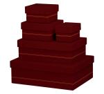 Rhodiarama set 5 boîtes gigognes simili cuir italien 44x34x16 cm - Lie de vin