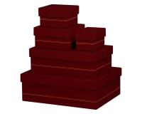Rhodiarama set 5 boîtes gigognes simili cuir italien 44x34x16 cm - Lie de vin