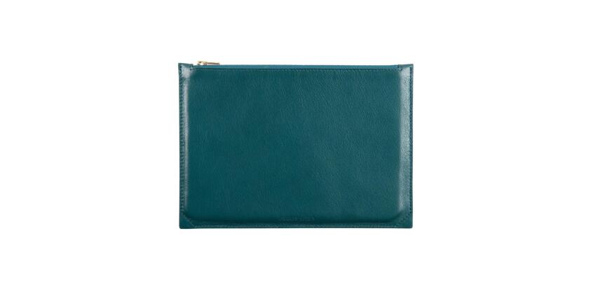 Pochette multifonction en cuir, petit modèle - Vert émeraude