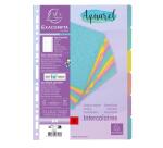 Intercalaires carte lustrée 400g/m2 Aquarel 6 positions - A4 - Couleurs assorties