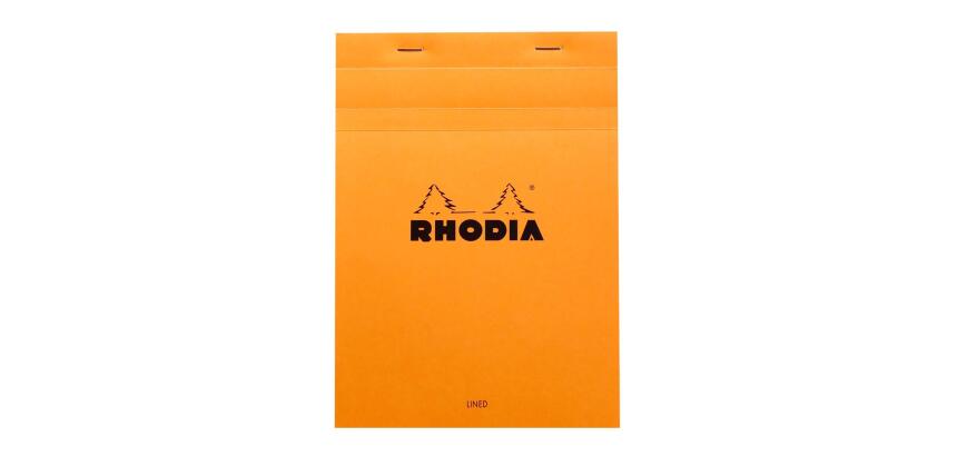 Bloc agrafé Rhodia N°16 14,8x21 cm 80 feuillets ligné avec marge 80g - Orange