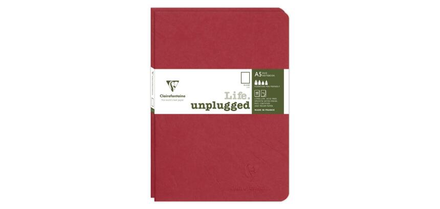 Set de 2 carnets piqués Age Bag A5 96 pages uni - Rouge