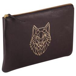 BLACK FOREST Pochette universelle 27x19 cm, Loup - Noir et doré