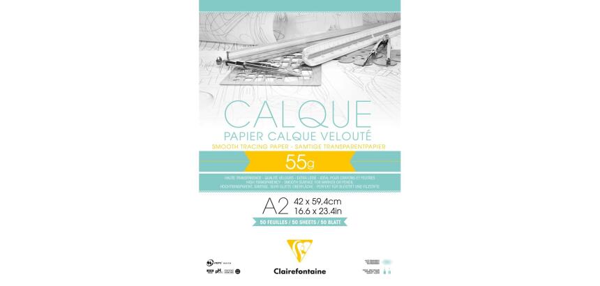 Papier Calque bloc collé 50F A2 55g