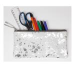 COSMICUIR DAIM Trousse plate 22x11cm - Argent