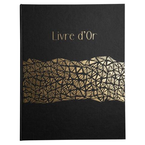 Libro de visitas de 100 páginas con bordes dorados - negro