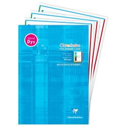 Bloc d'écriture spécial Dys encollé en-tête A4 100 pages détachables cadre et lignes 4 couleurs Interligne 5 mm - Bleu