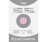 Estuche Exacompta de 100 fichas Exacompta cartulina Bristol . Cuadricula 5x5 sin taladro 74x105mm - Rosa