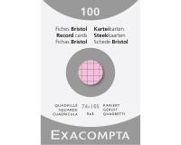 Étui de 100 fiches - bristol quadrillé 5x5 non perforé 74x105mm - Rose