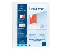 Classeur 4 anneaux cartonné Exacompta Kreacover® personnalisable A4 maxi- Dos 3,8 cm blanc