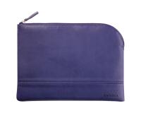 Rhodiarama pochette zippée en simili cuir - taille M (16x22 cm) - Bleu nuit