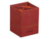 Rhodiarama pot à crayons simili cuir italien 8x8x11 cm - Nacarat