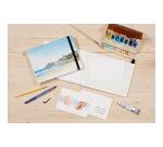 Fontaine Aquarelle carnet cousu 24F 21x21cm 300g grain satiné (cartes postales) - Blanc