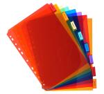 Intercalaires A4 PP transparent couleurs avec porte étiquette 8 positions