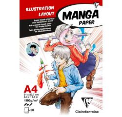 Manga Illustrations bloc collé 50F A4 100g