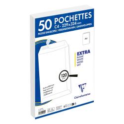 Paquet de 50 Pochettes Blanches C4-229x324 mm - Auto-Adhésives - 120g/m2 - Blanc