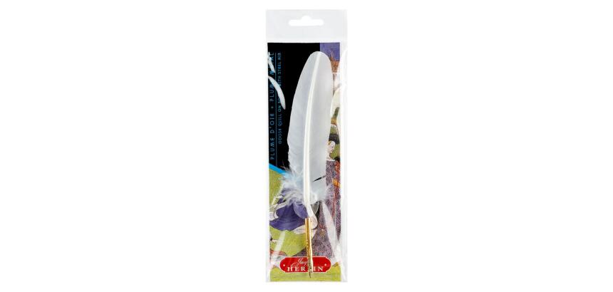 PLUME D'OIE+PLUME METAL SUR BROCH