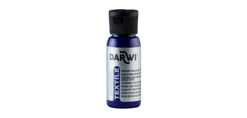 DARWI Flacon de 50 ml de Peinture Textile Opaque - Bleu foncé